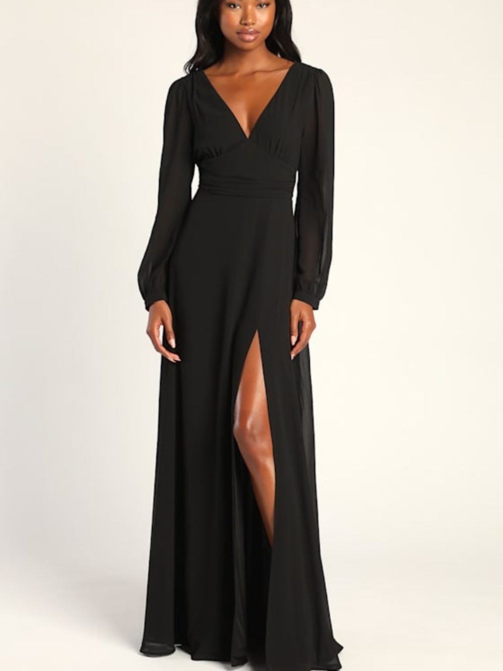 Lulus Love You So Black Long Sleeve Maxi Dress - Size S